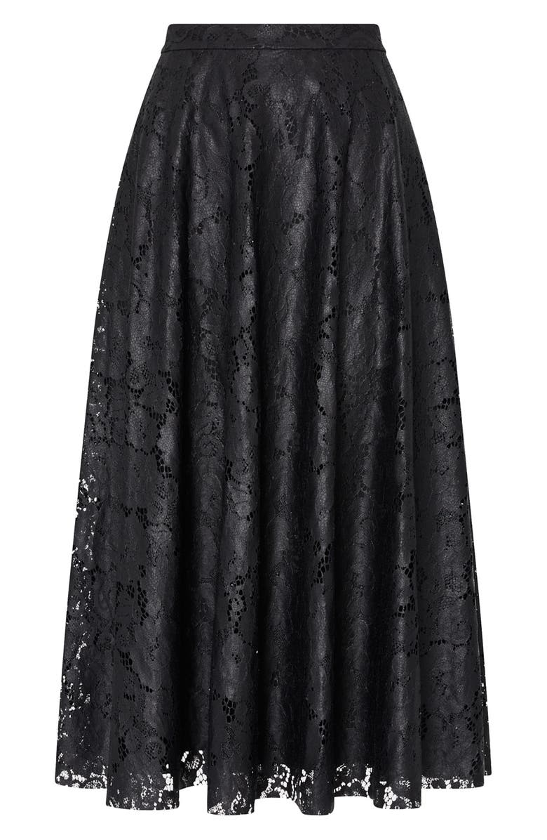 Milly Otha Texture Lace Midi Skirt, Alternate, color, Black