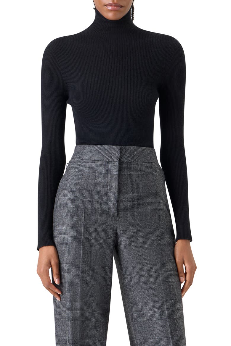 Cashmere & Silk Rib Funnel Neck Sweater, Main, color, DARK NAVY
