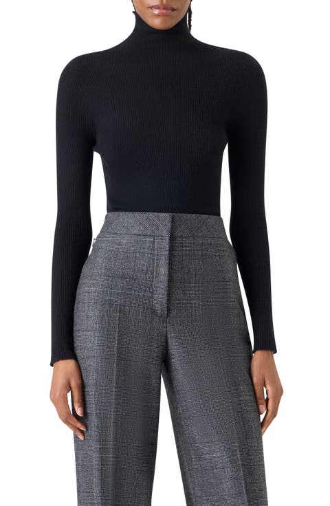 Cashmere & Silk Rib Funnel Neck Sweater