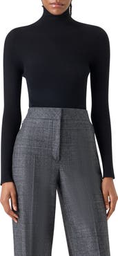 Akris Cashmere & Silk Rib Funnel Neck Sweater