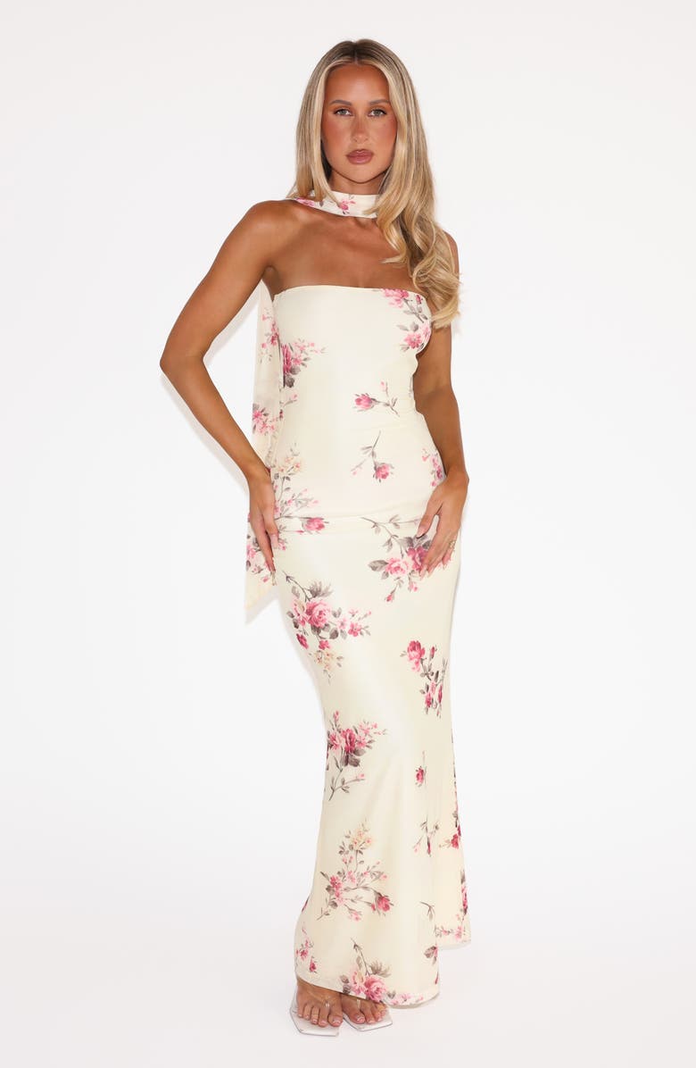 Tiger Mist Daniela Floral Print Scarf Maxi Dress, Alternate, color, Yellow