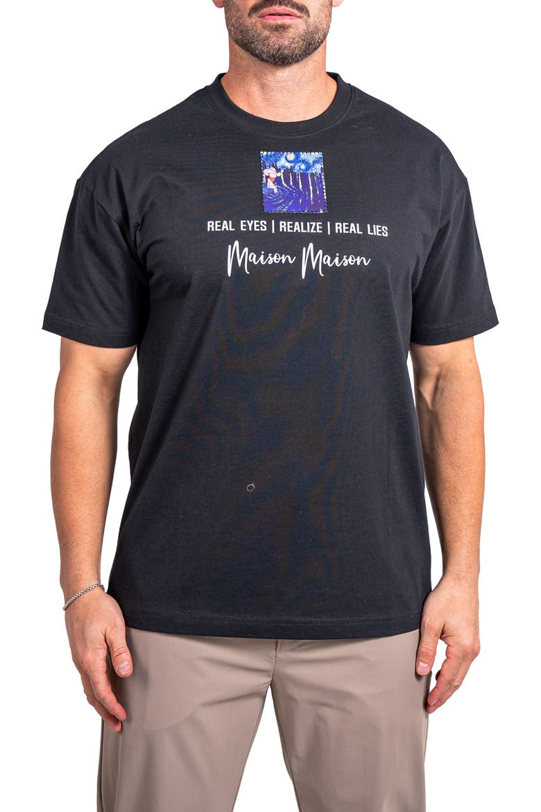 Ascension Eyes Appliqué Cotton Graphic T-Shirt, Main, color, BLACK