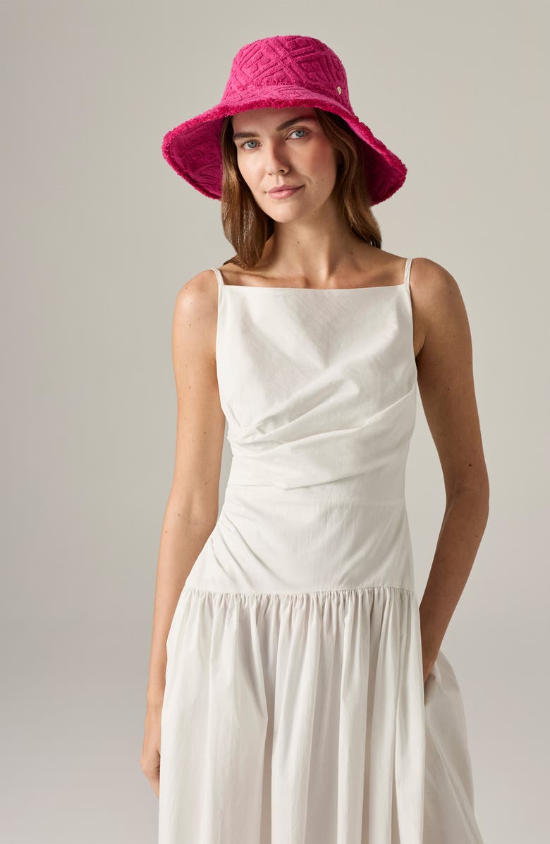 Helen Kaminski Cintia Cotton Terrycloth Bucket Hat, Alternate, color, Bright Pink