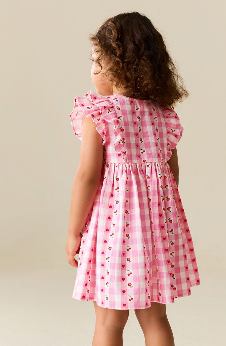 NEXT Kids' Gingham Floral Frill Dress, Alternate, color, Pink