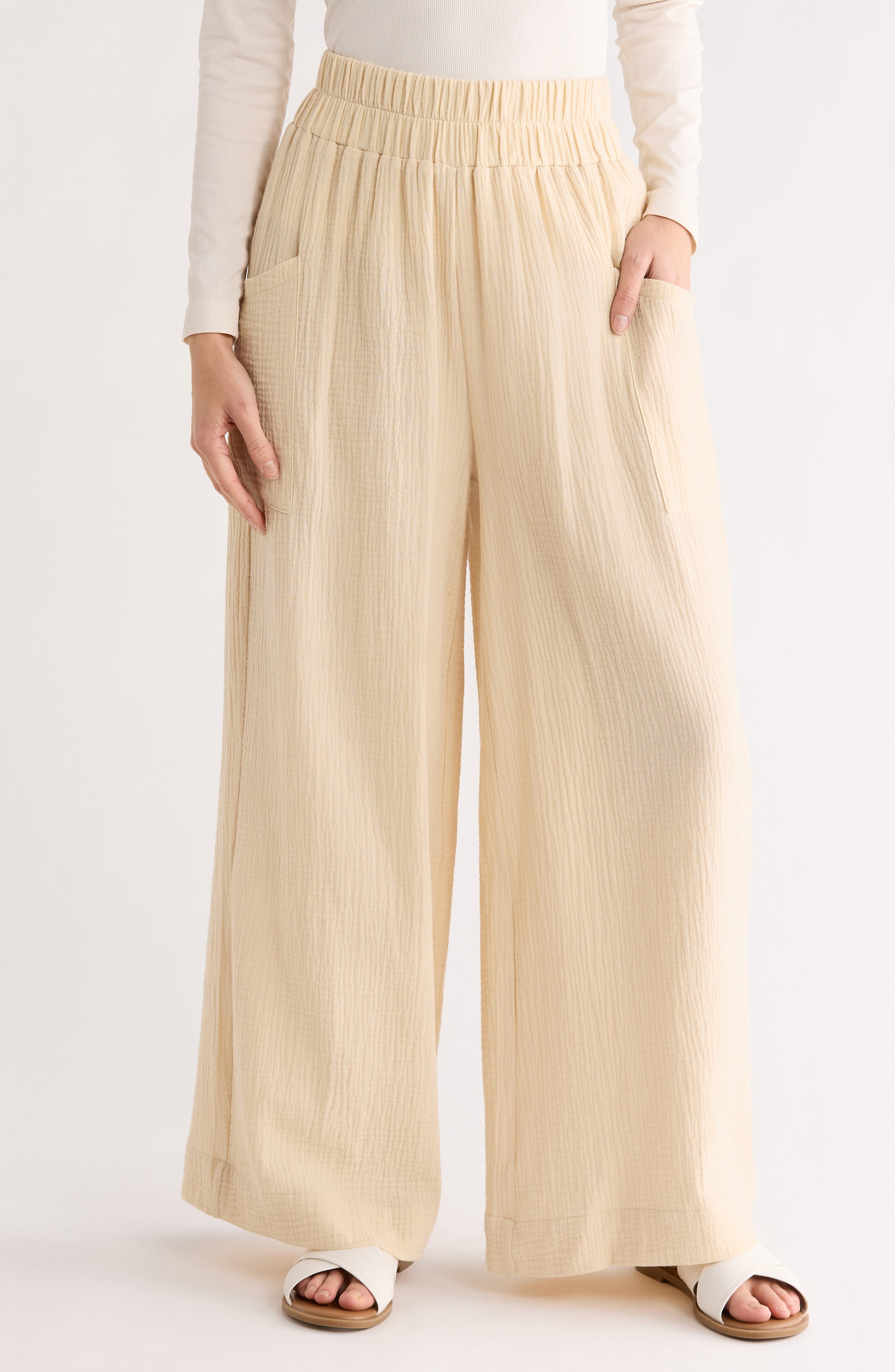 PATRIZIA LUCA Cotton Pull-On Wide Leg Pants