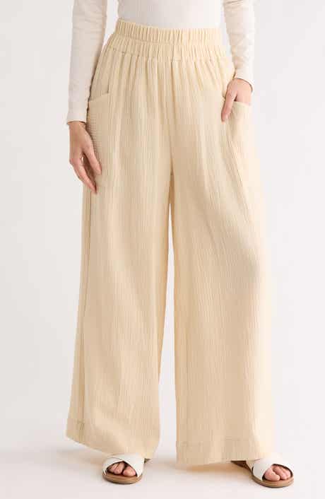 PATRIZIA LUCA Cotton Pull-On Wide Leg Pants