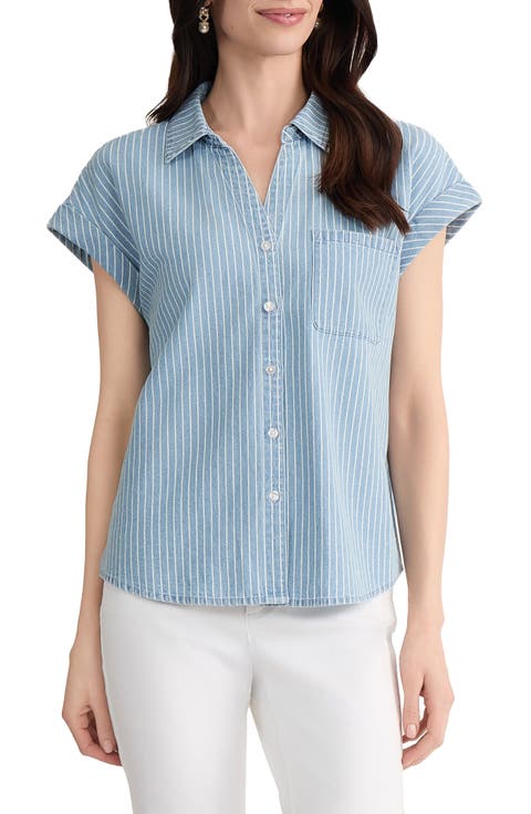 Stripe Cotton Button-Up Shirt (Regular & Petite)