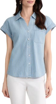 Jones New York Stripe Cotton Button-Up Shirt