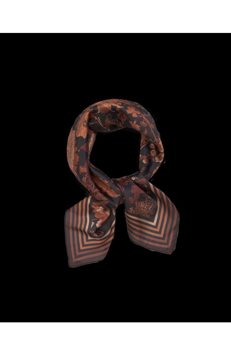 Fable England Deco Blooms Black Square Scarf, Alternate, color, Black