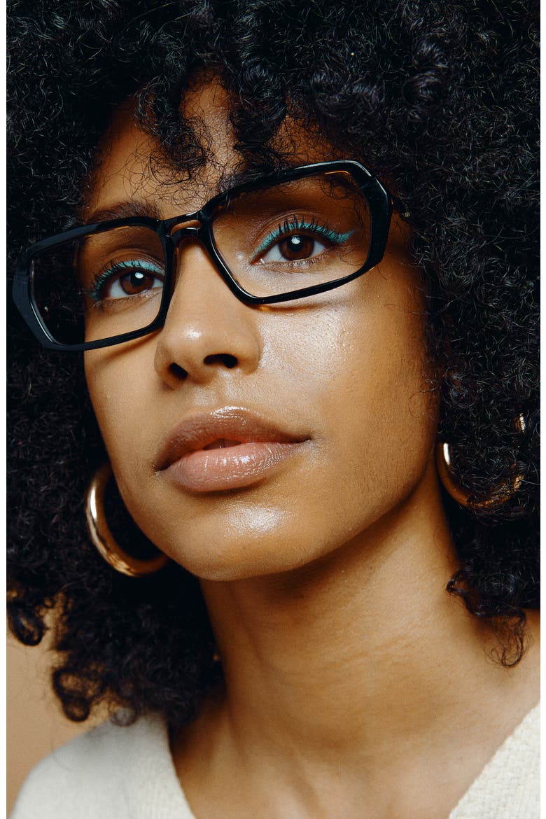 Admire 53mm RectangularBlue Light Blocking Glasses, Alternate, color, BLACK TORTOISE