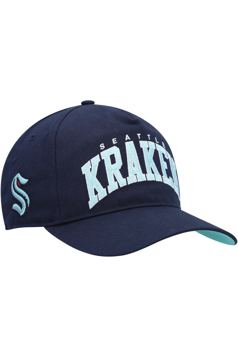 Men's '47 Deep Sea Blue Seattle Kraken Block Arch Hitch Snapback Hat, Main, color, Navy