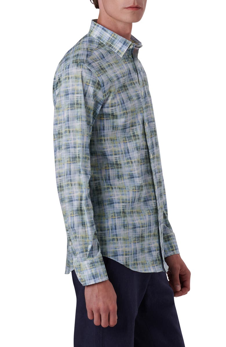 Bugatchi Shaped Fit Print Stretch Cotton Button-Up Shirt, Alternate, color, 