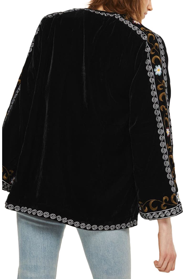 Embroidered Velvet Short Kimono, Alternate, color, BLACK MULTI