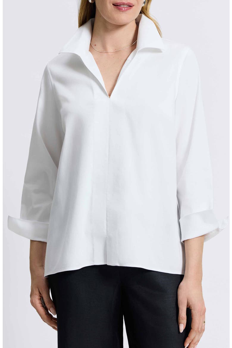 Agnes Split Cuff Popover Blouse, Main, color, WHITE
