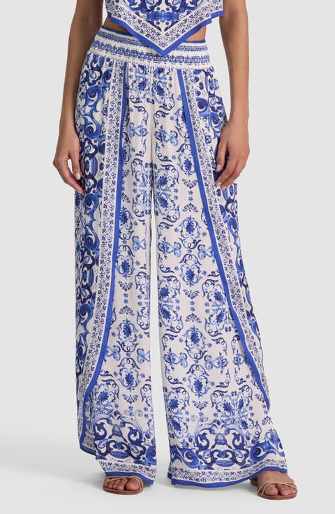 Larissa Smocked Wide Leg Split Pants