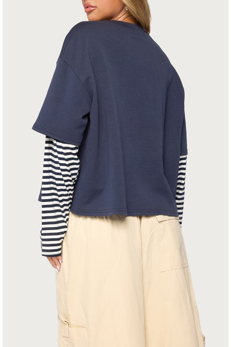 Nacie Layered Striped Long Sleeve T-Shirt, Alternate, color, NAVY