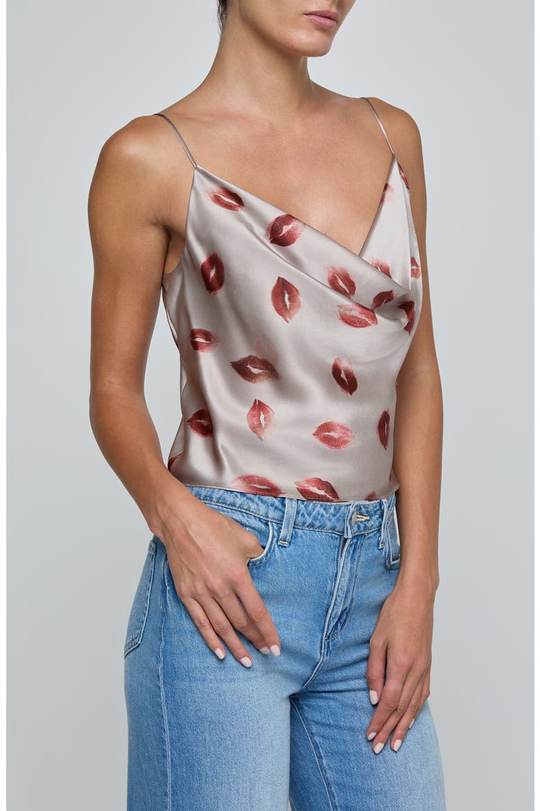 Calista Cowl Neck Camisole, Alternate, color, TAUPE/ DK RED FD KISS