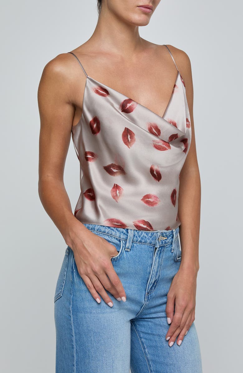 L'AGENCE Calista Cowl Neck Camisole, Alternate, color, Taupe/ Dk Red Fd Kiss