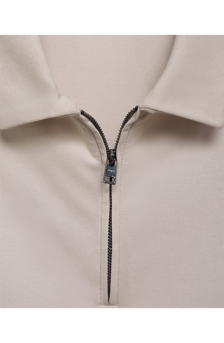 MANGO Zip Cotton Blend Polo, Alternate, color, Sand