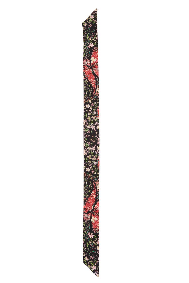 Paisley Silk Skinny Scarf, Alternate, color, BLACK
