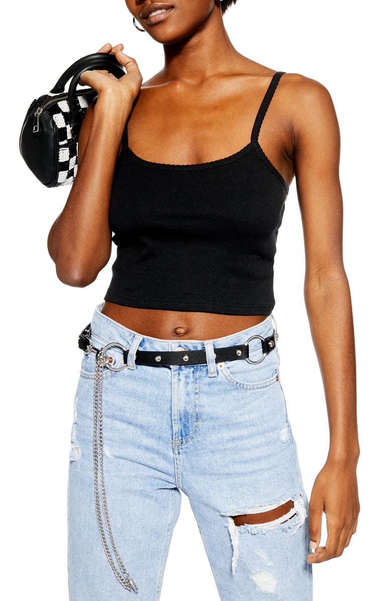 Topshop Sasha Scallop Crop Camisole, Main, color, 