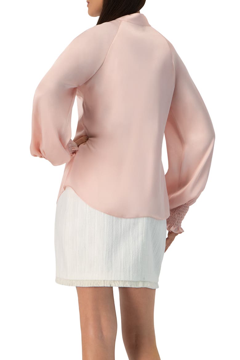 Straight Blouse with Mandarin Collar, Alternate, color, Dusty Pink