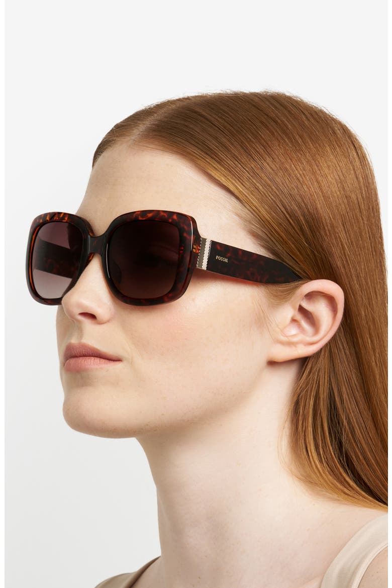 54mm Gradient Rectangular Sunglasses, Alternate, color, HAVANA