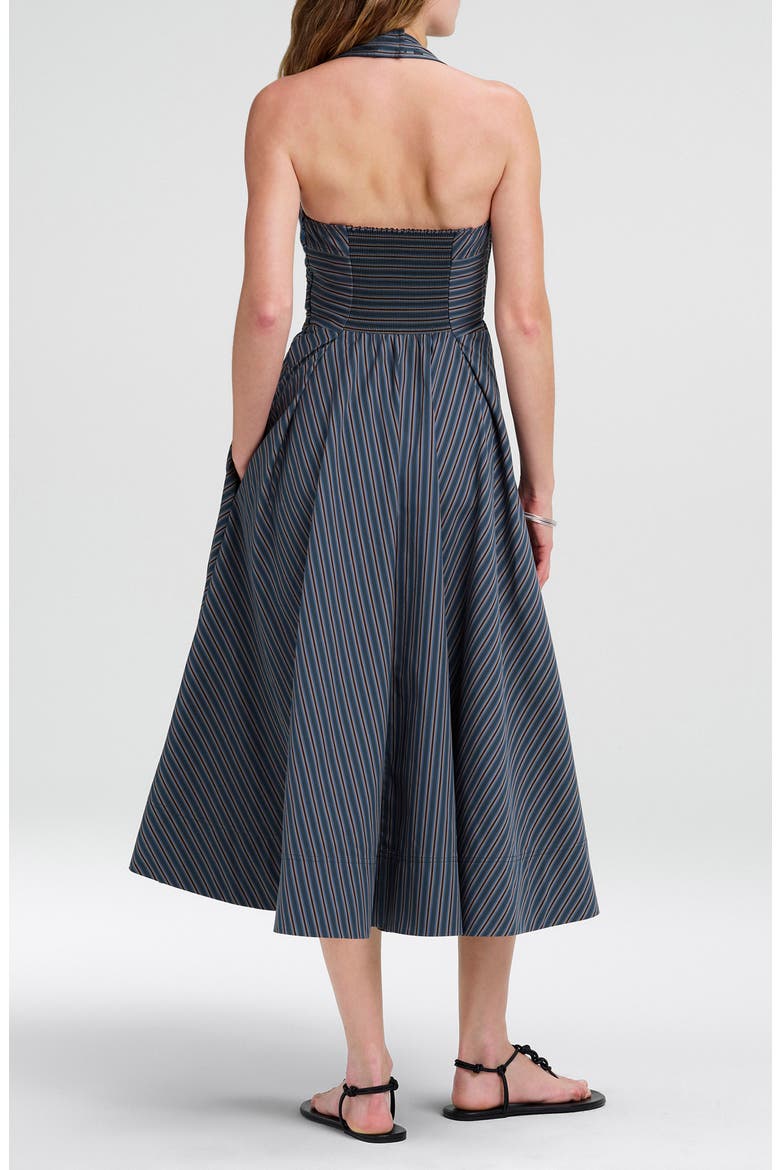 Magnolia Striped Halter Cotton Midi Dress, Alternate, color, CARBON BLUE MULTI