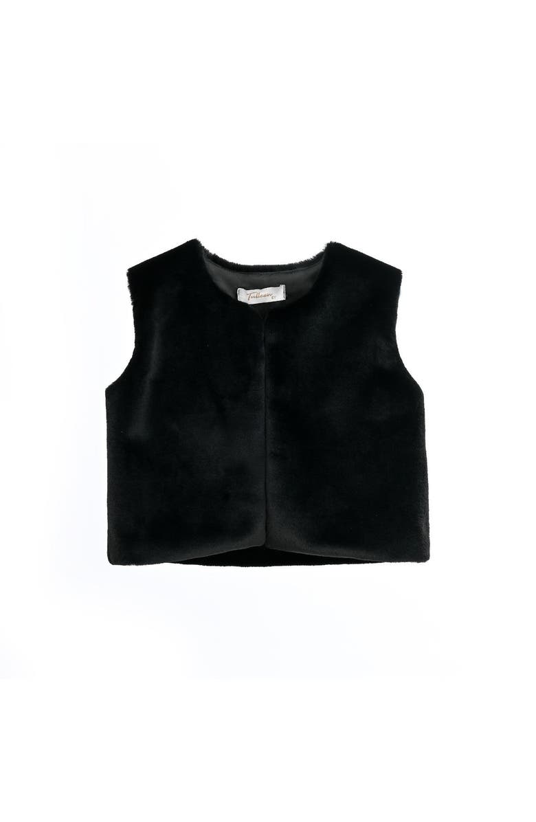 Tulleen Allamanda Plush Fur Vest, Main, color, Black