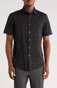 Bugatchi Miles OoohCotton® Solid Short Sleeve Button-Up Shirt