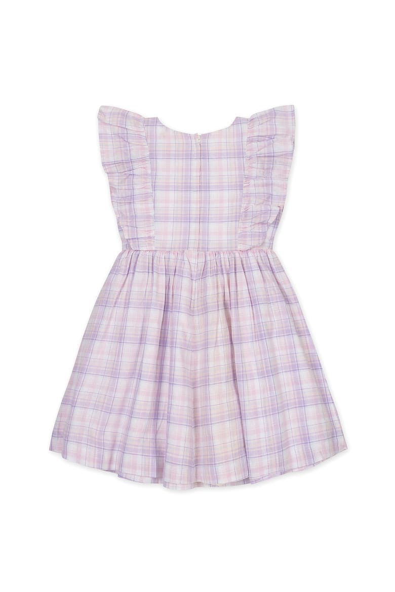 Kids' Linen Flutter Sleeve Pinafore Dress, Alternate, color, Monet Plaid