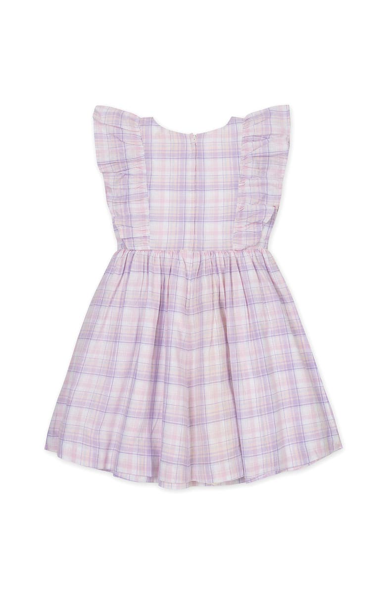 Hope & Henry Kids' Linen Flutter Sleeve Pinafore Dress, Alternate, color, Monet Plaid