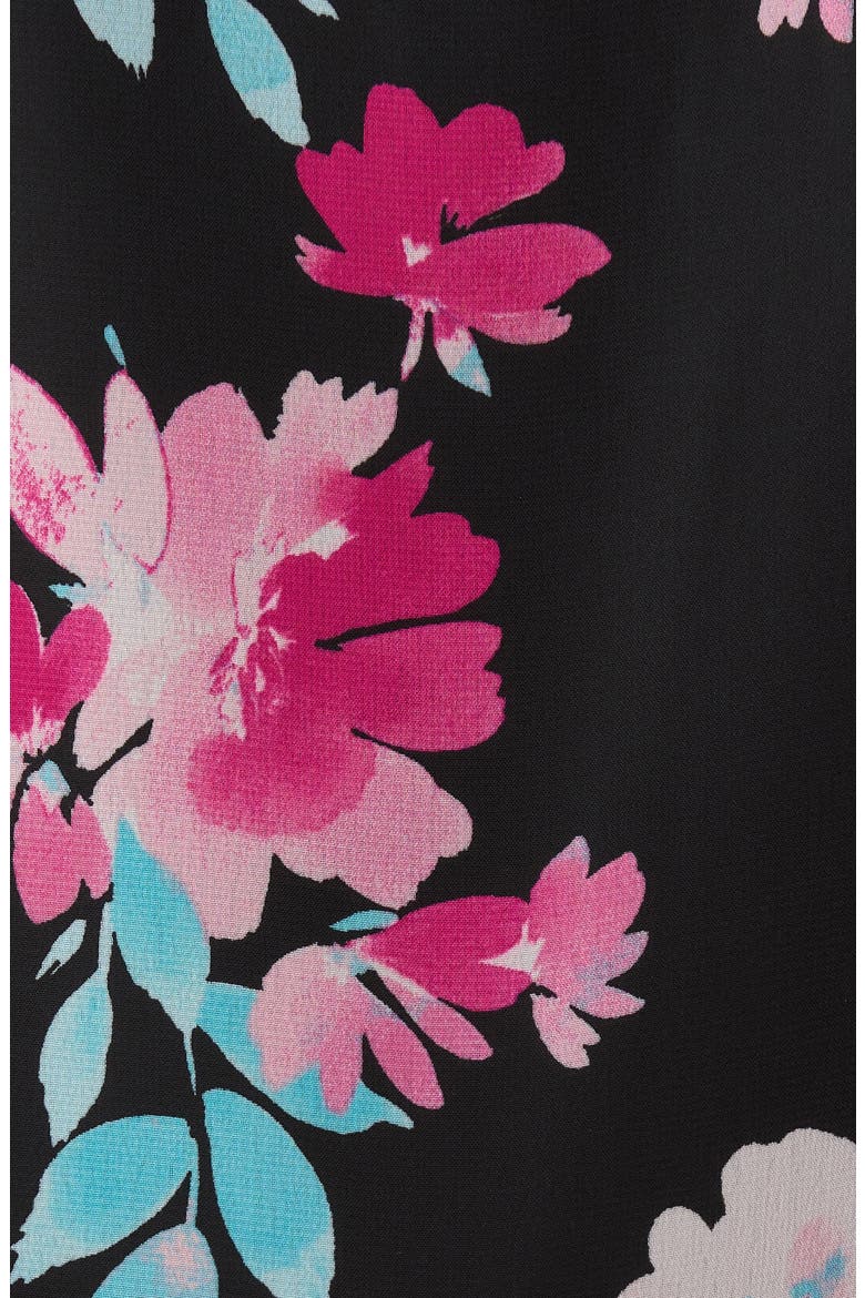 Floral Print Tulip Sleeve Top, Alternate, color, BLACK MULTI