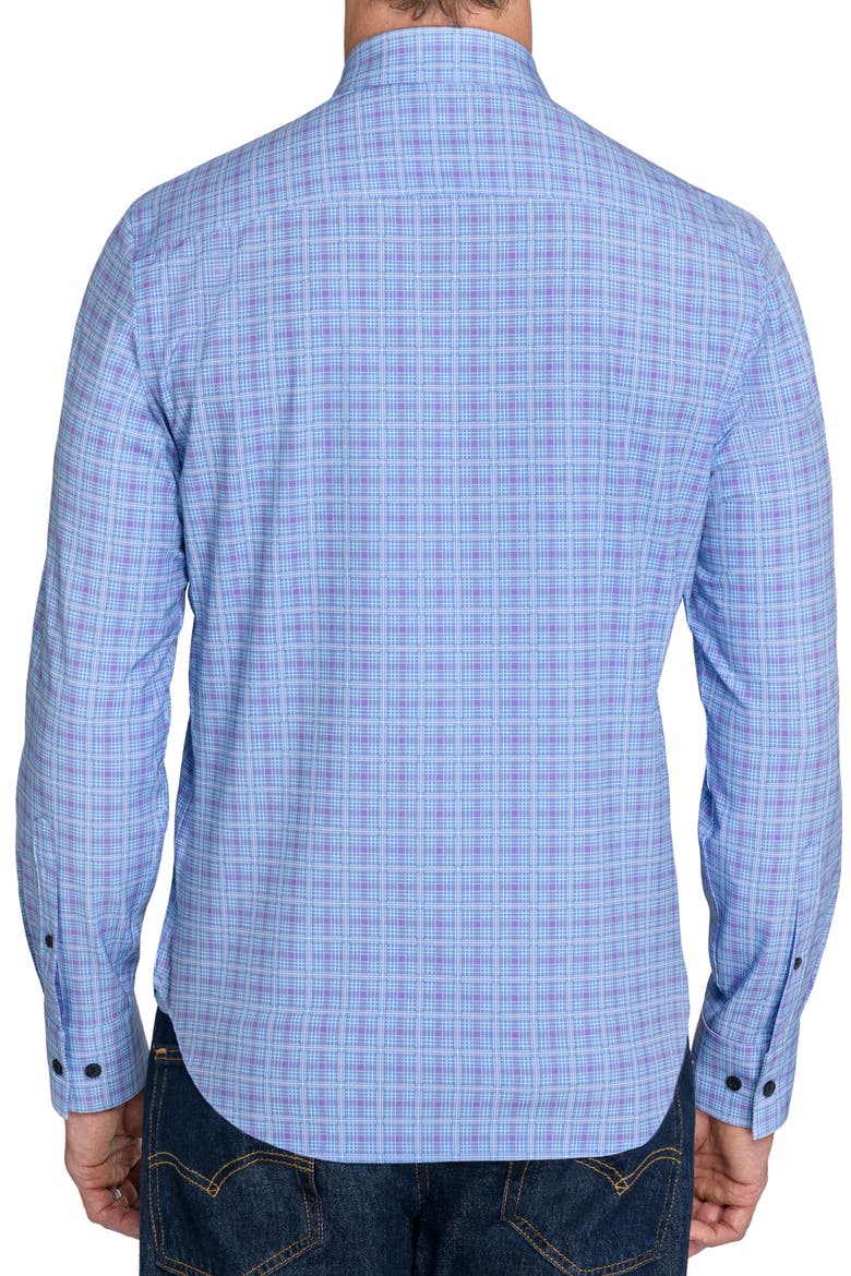 Slim Fit Plaid Stretched Button Up Shirt, Alternate, color, BLUE PURPLE