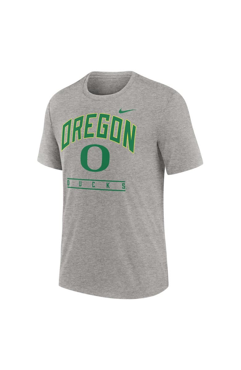 Nike Men's Nike Heather Gray Oregon Ducks Arch Over Logo Tri-Blend T-Shirt, Alternate, color, Heather Gray