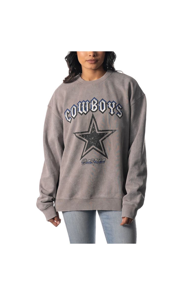 THE WILD COLLECTIVE Unisex The Wild Collective Gray Dallas Cowboys Distressed Pullover Sweatshirt, Alternate, color, 