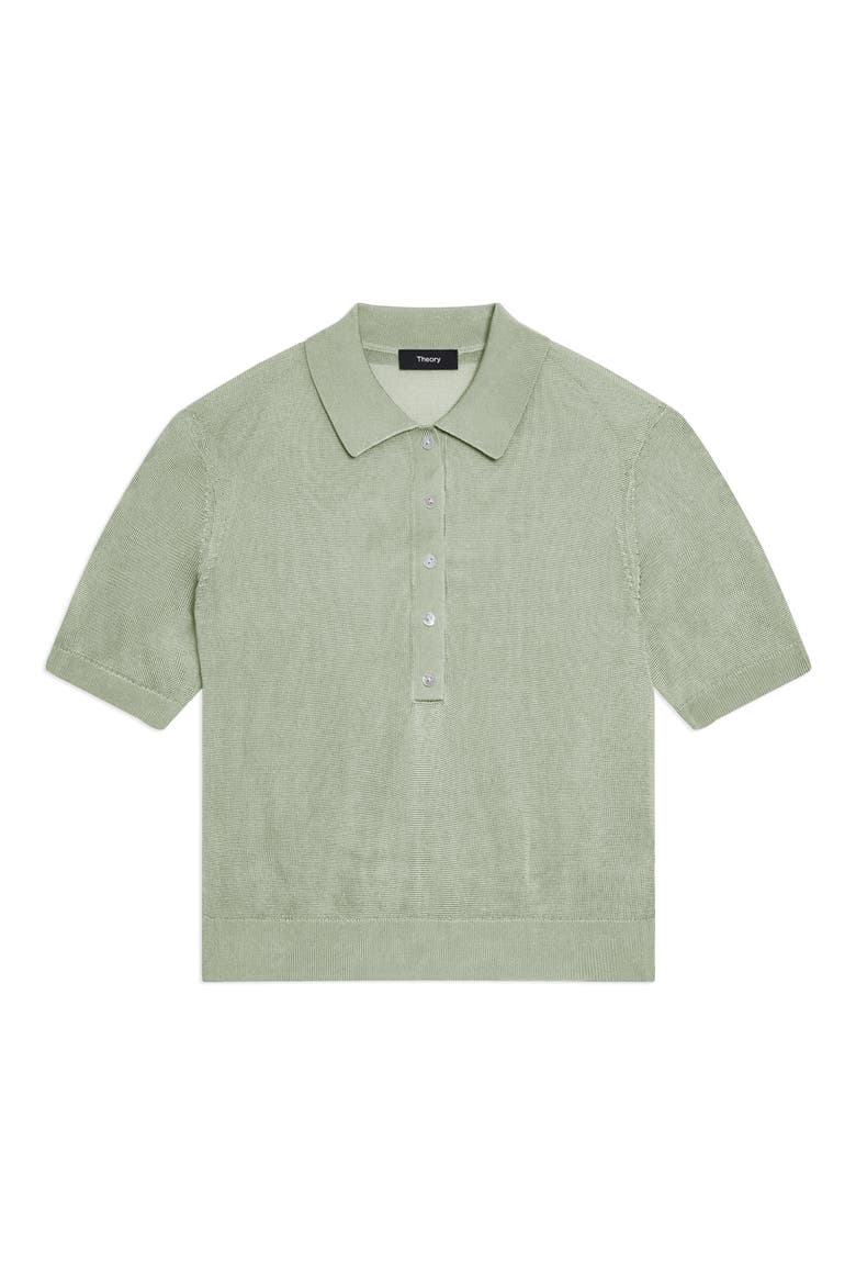 Lustrous Knit Polo Top, Alternate, color, DELICATE GREEN - 2QR