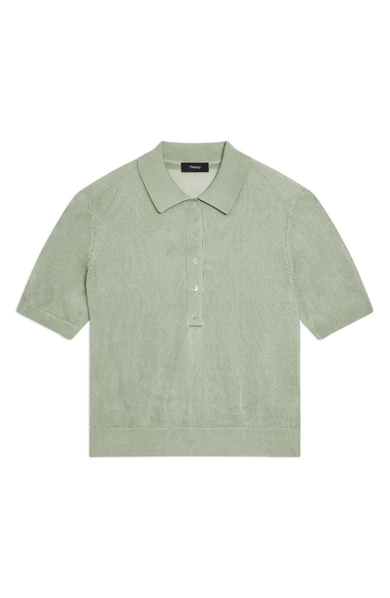 Theory Lustrous Knit Polo Top, Alternate, color, Delicate Green - 2Qr