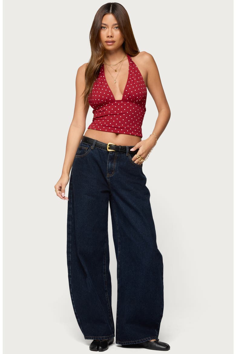 Blaire Polka Dot Halter Top, Alternate, color, BURGUNDY-AND-WHITE