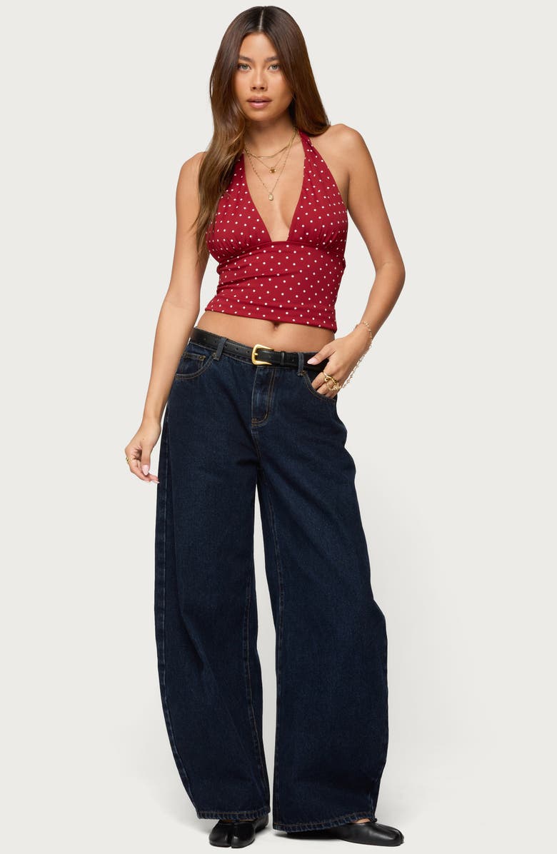 EDIKTED Blaire Polka Dot Halter Top, Alternate, color, 