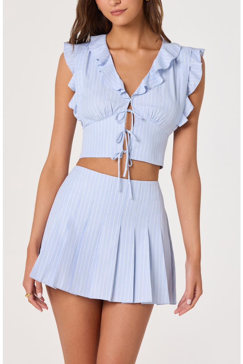 Zoela Pleat Miniskirt, Alternate, color, BLUE STRIPE