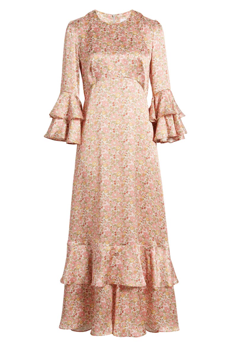 Gala Floral Tiered Silk Maxi Dress (Nordstrom Exclusive), Alternate, color, PINK