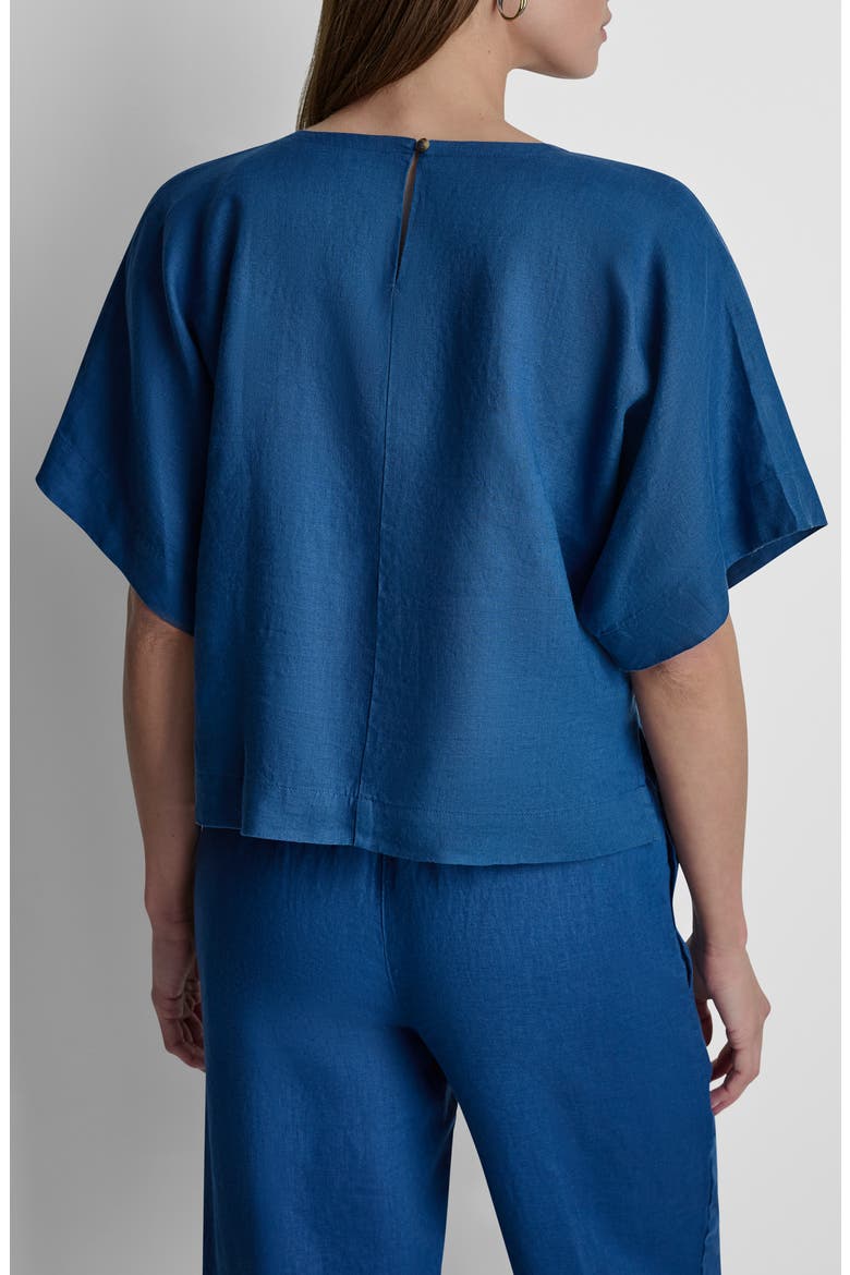 Drop Shoulder Boxy Linen Top, Alternate, color, ADMIRAL