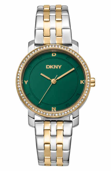 GEVRIL Crystal Bezel Two Tone Bracelet Watch