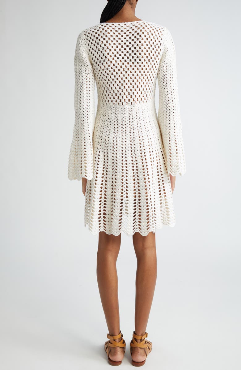 Michael Kors Collection Long Sleeve Cashmere & Cotton Crochet Dress, Alternate, color,