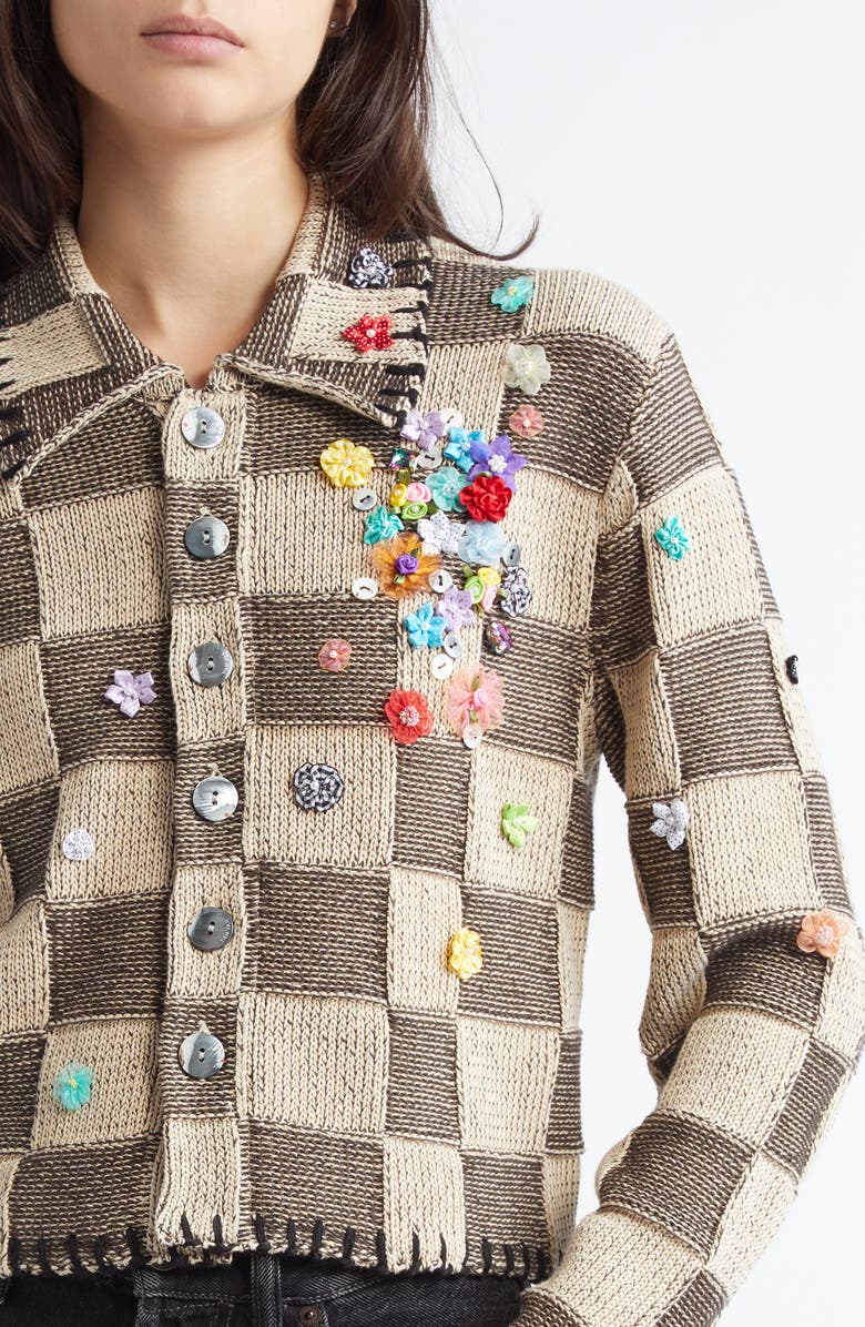 YanYan Shrunken Floral Embellished Cardigan, Alternate, color,