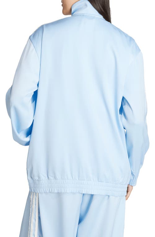 Adidas Originals Adidas Ruffle 3-stripes Satin Track Jacket In Blue