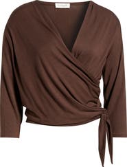 Loveappella Faux Tie Wrap Top