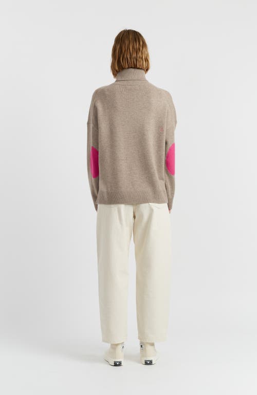 Chinti & Parker Wool Cashmere Elbow Patch Rollneck Sweater In Brown