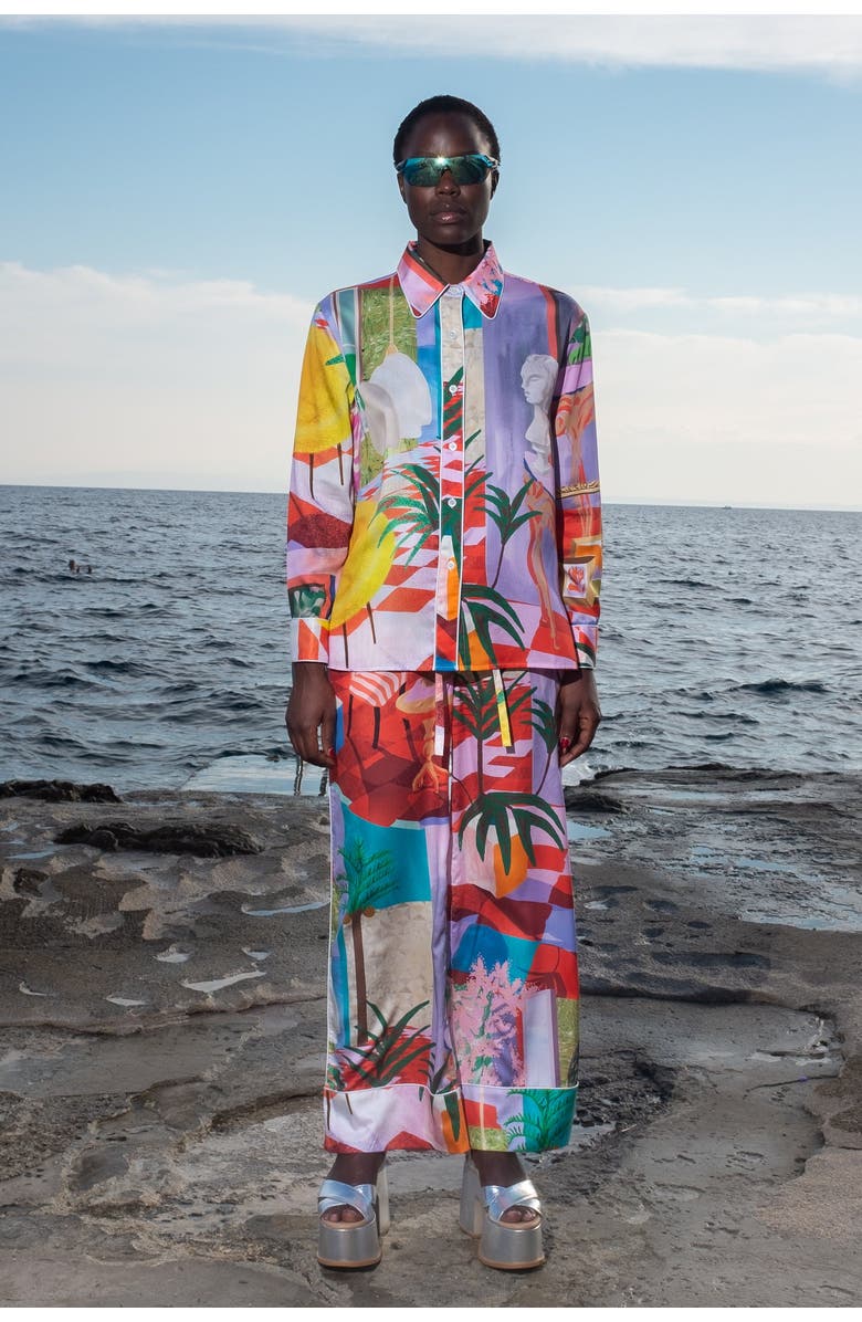 Untitled in Motion Emissus Silky Straight-Leg Pants, Alternate, color, Novela